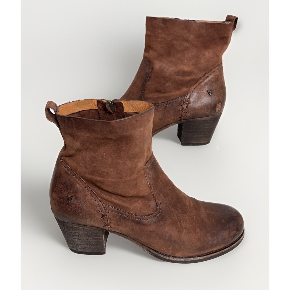 H.S. Track Madison Womens Size 10M‎ Brown Leather Ankle Boots Side Zip